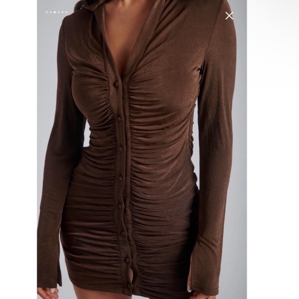 NWOT Meshki Alexandra Ruched Long Sleeve Mini Dress - Size M